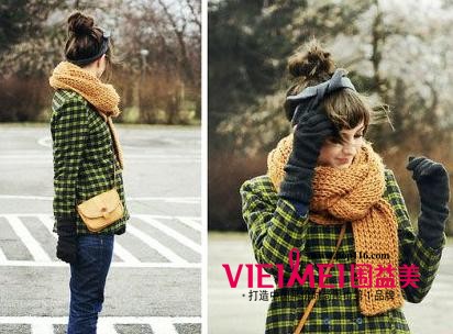 看韩式围巾潮流搭配系法 时尚由自己打造,最新服装图片-围益美商城